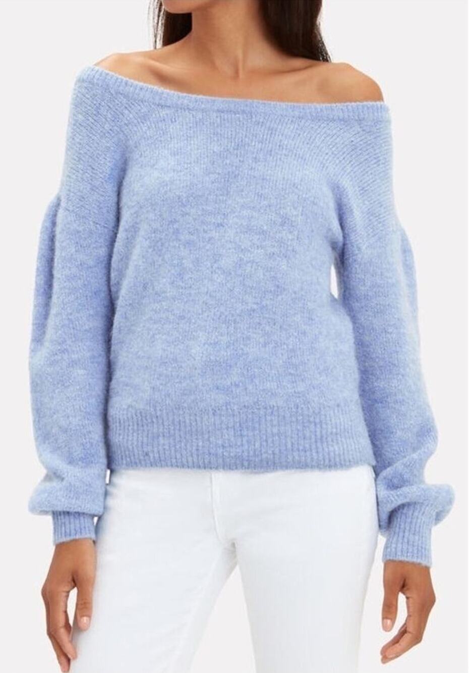 INTERMIX Sabina Off The Shoulder Wool Alpaca Blend Knit Sweater Size L